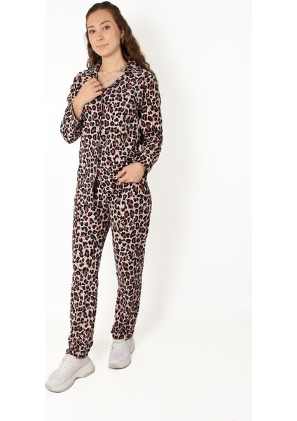 02258 Leopar Uzunkol Üst Uzun Alt Pijama Takımı fiyatları