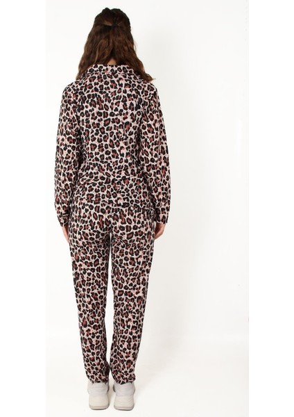 02258 Leopar Uzunkol Üst Uzun Alt Pijama Takımı fırsatları