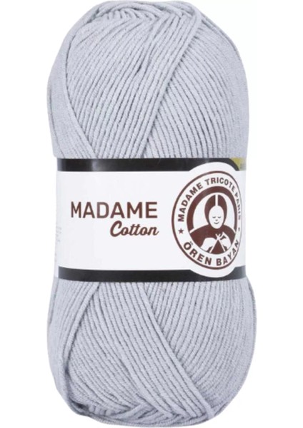 1 Adet Madame Cotton El Örgü İpi Yünü 100 gr 001 Gri