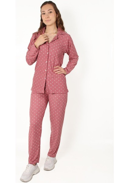02254 Nokta Desen Uzunkol Üst Uzun Alt Pijama Takımı fiyatları