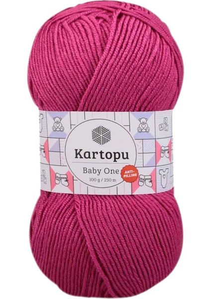 1 Adet Baby One Tüylenmeyen El Örgü İpi Yünü Fuşya K245