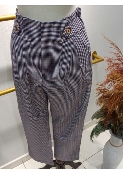 kareli yüksek bel Pantolon modelleri