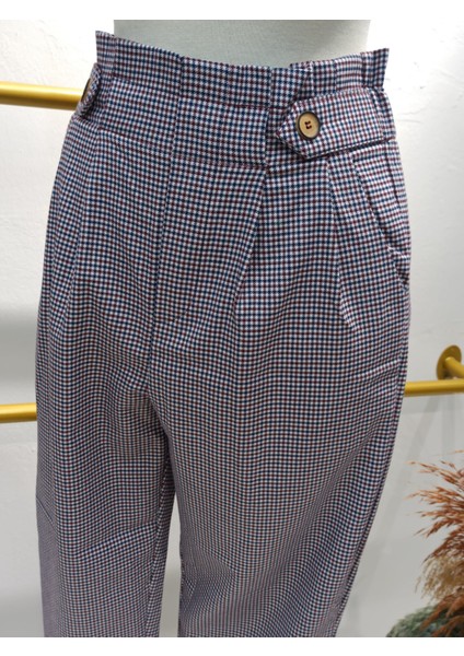 kareli yüksek bel Pantolon fırsatları