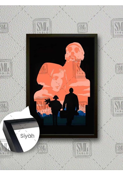 Leon ve Mathilda Leon The Proffessional Filmi Afiş Çerçeveli Dikey Kanvas Tablo