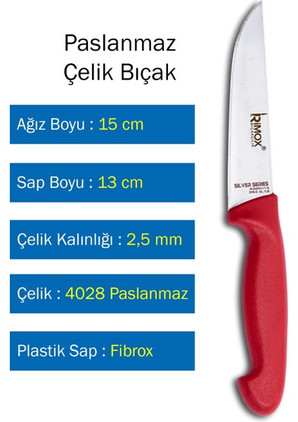 Silver Serisi Kasap ve Ev Mutfak Bıçağı Çelik Kasap No:1