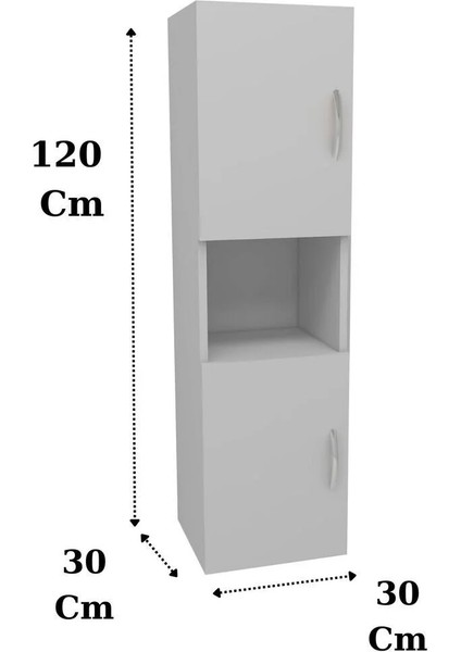 2 Kapaklı Bölmeli Banyo Asma Boy Dolabı 2 Kapılı Çok Amaçlı Duvara Monteli Dolap