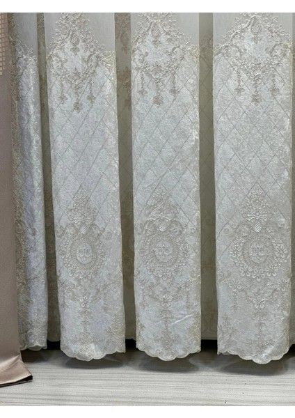 Nivemeshome Lal Gold Detaylı 2843 1/3 Sık Pileli Tül Perde Apm