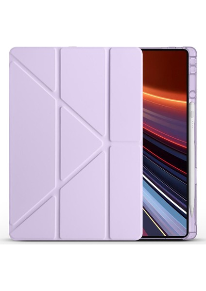 Honor Magicpad 2 12.3 Inç 2024 Uyumlu Kılıf Kalem Bölmeli Tri Folding Standlı Arkası Silikon Kapak fiyatları