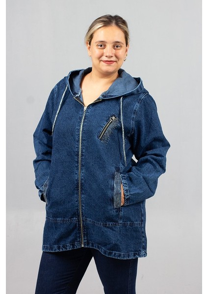 Tarzına Işıltı Kat! Taş Cepli Büyük Beden Kot Mont ile Fark Yarat fırsatları