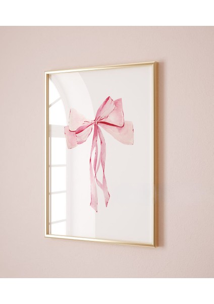 (Çerçevesiz) Pembe Fiyonk Tasarımlı Minimalist 3lü Poster Seti Çerçevesiz Poster Seti modelleri
