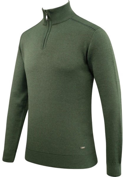 Erkek Fermuarlı Yarım Balıkçı Kazak Triko Düz Renk Klasik Kalıp - 5242B fiyatları