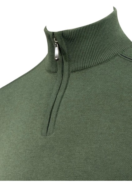 Erkek Fermuarlı Yarım Balıkçı Kazak Triko Düz Renk Klasik Kalıp - 5242B modelleri