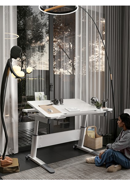 Sirius Simple Okul Çalışma Masası, Yüksekliği Ayarlanabilir Montessori Uyumlu Çocuk Masası - 120x75 Cm, Beyaz/Gri