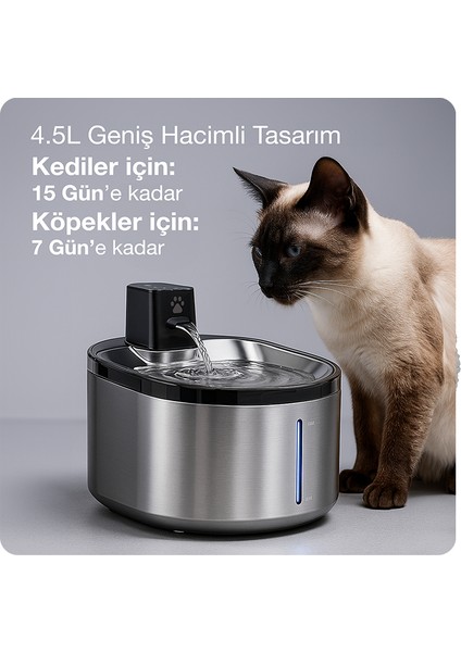 Ki-Drinker 2 Akıllı Su Pınarı Dokunmatik Panel, Paslanmaz Çelik, 4.5 Litre fırsatları