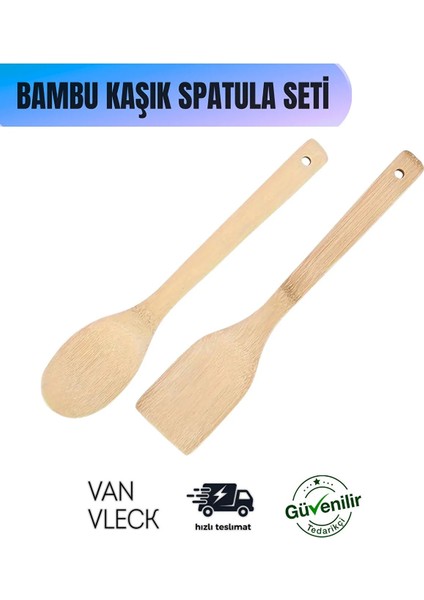 Bambu Kaşık ve Spatula Seti – Doğal, Dayanıklı, Mutfak Yemek Pişirme Seti