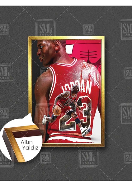 23 Numaralı Kırmızı Forma Chicago Bulls Basketbol Nba Çerçeveli Dikey Kanvas Tablo