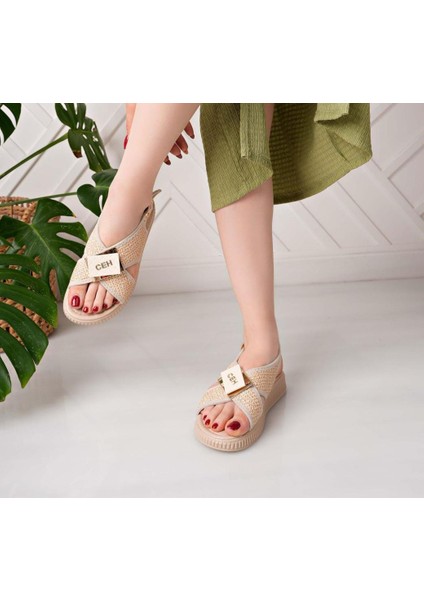 Cate Bej Hasır Cilt Sandalet fiyatları