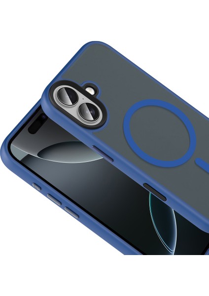 iPhone 17 Kılıf Mat Arka Yüzey Wireless Şarj Özellikli Zore Flet M-Safe Kapak - Siyah