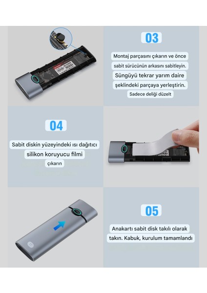 M.2 NVMe Muhafaza Kutusu CE Lisanslı 2280/2260/2242/2230/ 10Gbps Usb 3.2 Yüksek Hızlı Son Nesil Teknoloji Metal Sağlam modelleri