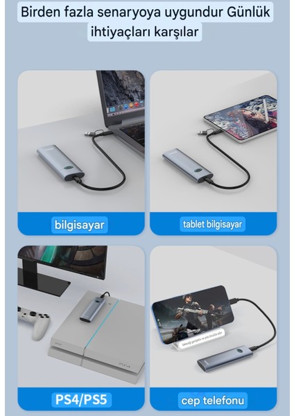 M.2 NVMe Muhafaza Kutusu CE Lisanslı 2280/2260/2242/2230/ 10Gbps Usb 3.2 Yüksek Hızlı Son Nesil Teknoloji Metal Sağlam