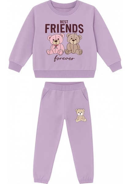 Best Friends Yazılı Ayıcık Baskılı 2 Iplik Eşofman Takımı fiyatları