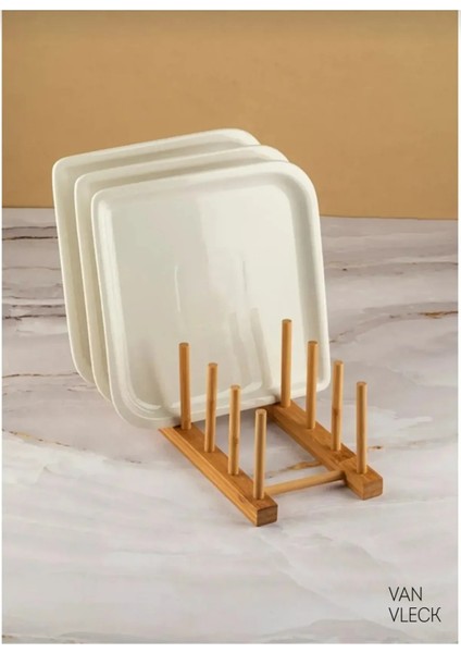 Bambu Ahşap Tabaklık – 6 Bölmeli Mutfak Organizeri, Tabak Standı fiyatları