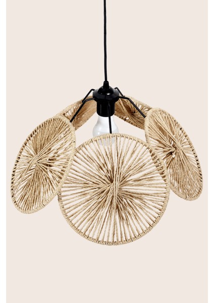 Boho Yemek Masası Üstü Sarkıt Avize | El Yapımı Örgü Natural Kağıt Ip Tasarım | Mutfak & Salon Aydınlatması fiyatları