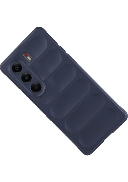 Tecno Camon 40 Pro Kılıf Esnek Tpu Oyuklu Arka Yüzey Tasarımlı Zore Etnik Silikon Kapak - Lacivert