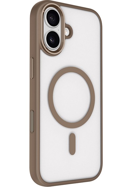 iPhone 17 Kılıf Wireless Şarj Özellikli Zore Krom M-Safe Silikon Kapak - Siyah