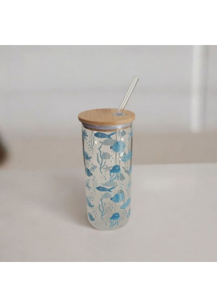 Bambu Kapaklı Cam Pipetli Kupa 650 ml | M1 modelleri