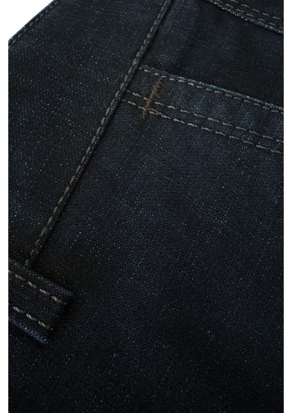 Erkek Lacivert Cepli Klasik Kesim Kalın Kışlık Kot Pantolon