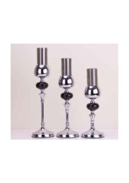 Mim Gümüş 3 ' Lü Seramik Şamdan