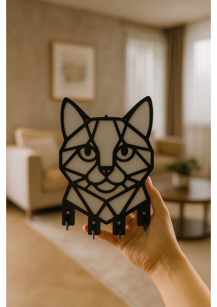 Kedi Figürlü Duvar Tipi Dekoratif Anahtarlık Askılığı