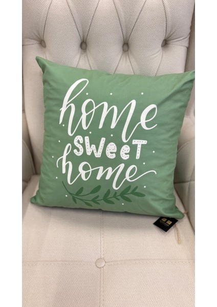 Home Sweet Yeşil / Çift Tarafı Baskılı Evelyn Süet Kırlent Kılıfı 43 x 43 fiyatları