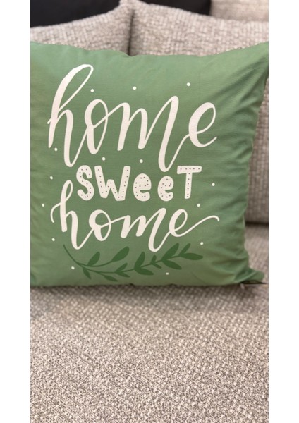Home Sweet Yeşil / Çift Tarafı Baskılı Evelyn Süet Kırlent Kılıfı 43 x 43 modelleri