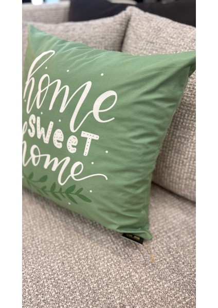 Home Sweet Yeşil / Çift Tarafı Baskılı Evelyn Süet Kırlent Kılıfı 43 x 43 indirimleri
