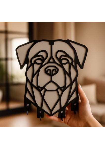 Geometrik Köpek Figürlü Duvar Tipi Anahtarlık Askılığı