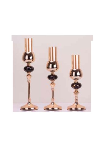 Mim Gold 3 ' Lü Seramik Şamdan