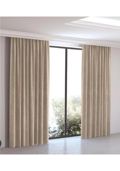 Fon Perde 1 Takım *2 Kanat* Sık Pile,kadife Görünümlü Kalın Fon Perde 85X260