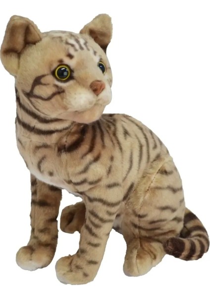 Miyavlayan Oturan Gerçek Görünümlü Peluş Tekir Kedi 27 cm 62441