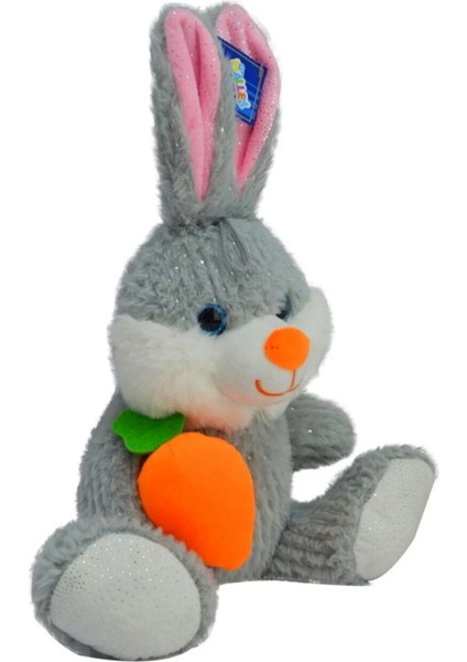Peluş Havuçlu Tavşan 25 cm Gri