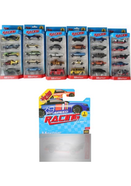 Vardem Kartela 1:64 Metal 5 Parça Araba Seti + Hediyelii 1:64 Metal Tekli Araba