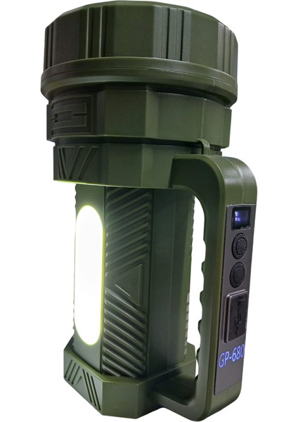 GP-680 Şarjlı El Feneri | 100W Projektör – 7 Mod – 2000MAH – Powerbank Özelliği