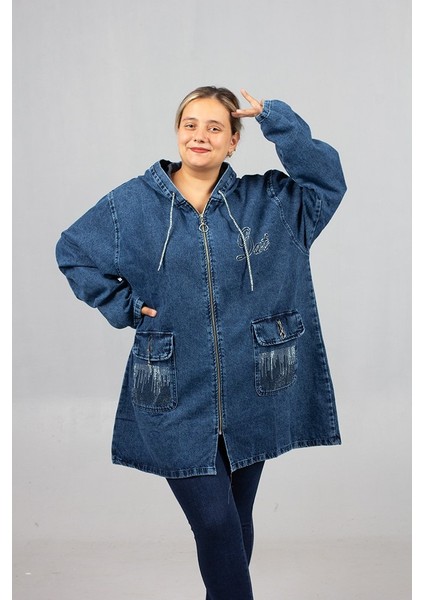 Tarzına Işıltı Kat! Cepleri Taş Işlemeli Battal Boy Kot Mont