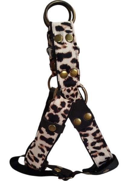 Köpek göğüs tasması minik ırk leopar desen saten kumaş kolon genişlik:2,5cm göğüs ölçüsü:30-50cm ayarlamalı dog harness GT4-8