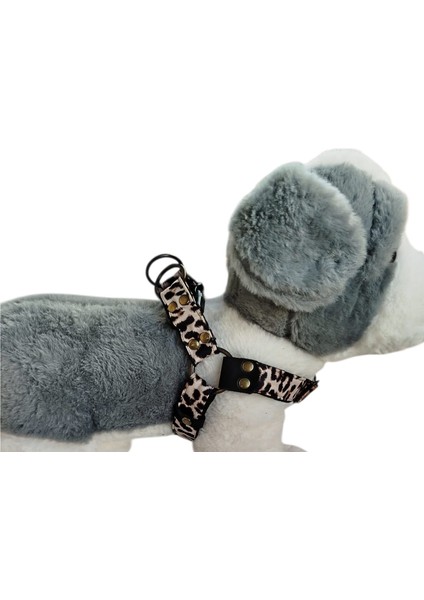 Köpek göğüs tasması minik ırk leopar desen saten kumaş kolon genişlik:2,5cm göğüs ölçüsü:30-50cm ayarlamalı dog harness GT4-8 modelleri