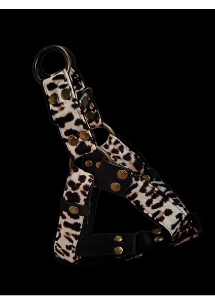 Köpek göğüs tasması minik ırk leopar desen saten kumaş kolon genişlik:2,5cm göğüs ölçüsü:30-50cm ayarlamalı dog harness GT4-8