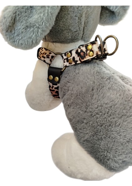 Köpek göğüs tasması minik ırk leopar desen saten kumaş kolon genişlik:2,5cm göğüs ölçüsü:30-50cm ayarlamalı dog harness GT4-8