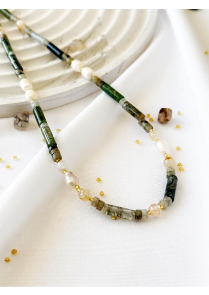 Inci Amazonit ve Sitrin Doğaltaşlı Kolye modelleri