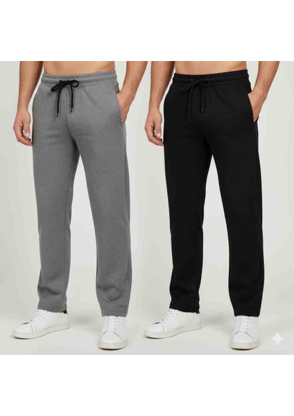 SMURF33 Siyah Erkek Düz Paça Oversize Kalıp Regular Kesim Eşofman Altı fiyatları